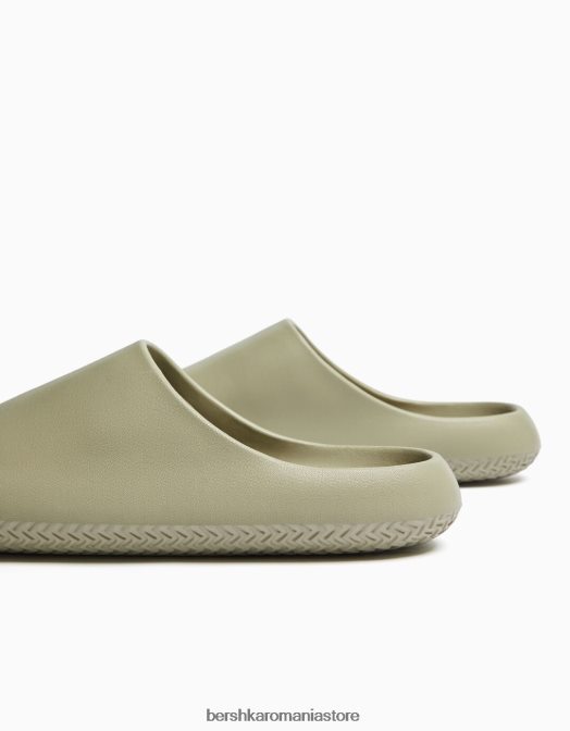 Bershka bărbați sandale plate texturate verde Z86D3565 încălţăminte