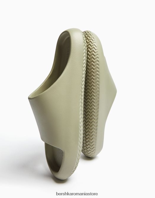 Bershka bărbați sandale plate texturate verde Z86D3565 încălţăminte