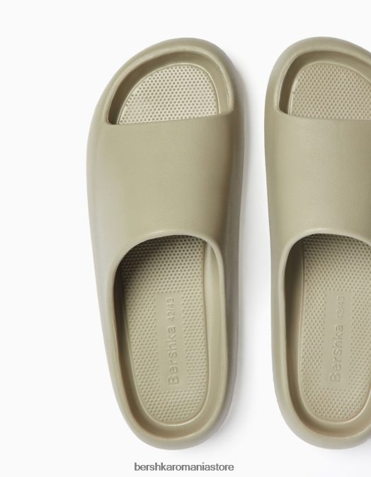 Bershka bărbați sandale plate texturate verde Z86D3565 încălţăminte