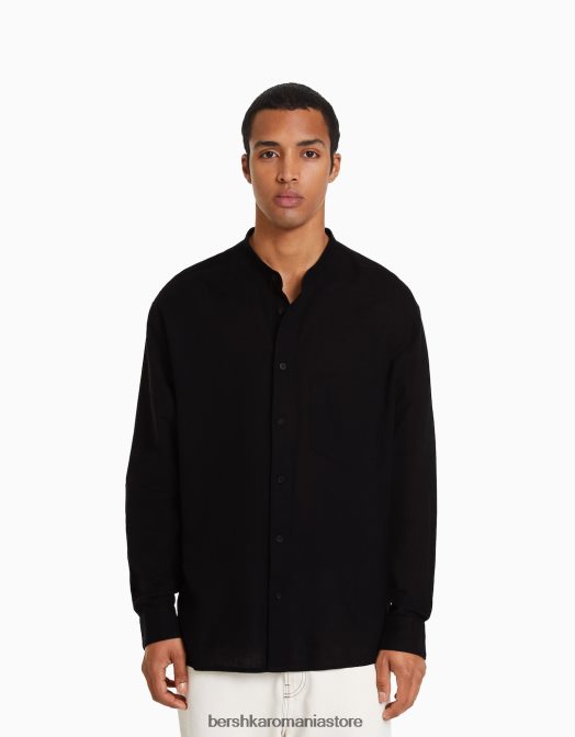 Bershka bărbați cămașă cu mânecă lungă din amestec de in exclusiv Z86D2894 îmbrăcăminte