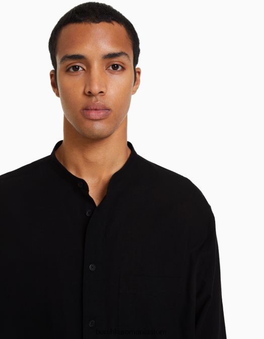 Bershka bărbați cămașă cu mânecă lungă din amestec de in exclusiv Z86D2894 îmbrăcăminte