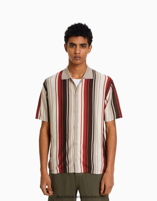 Bershka bărbați cămașă cu mânecă scurtă cu dungi verticale alte Z86D2928 îmbrăcăminte