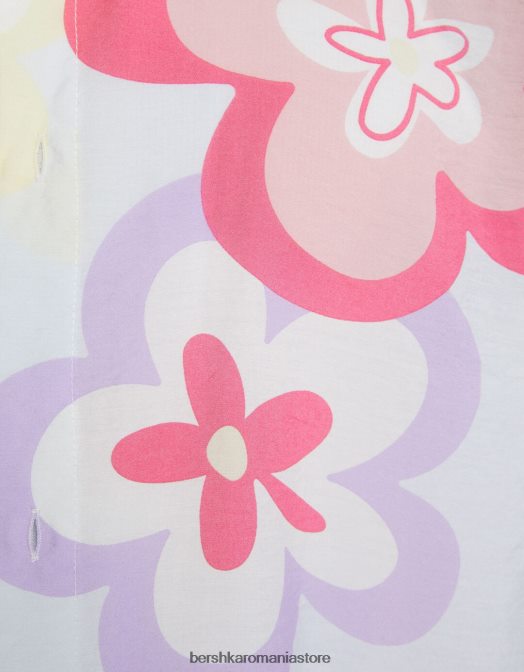 Bershka bărbați cămașă cu mânecă scurtă cu imprimeu floral albastru deschis Z86D2869 îmbrăcăminte