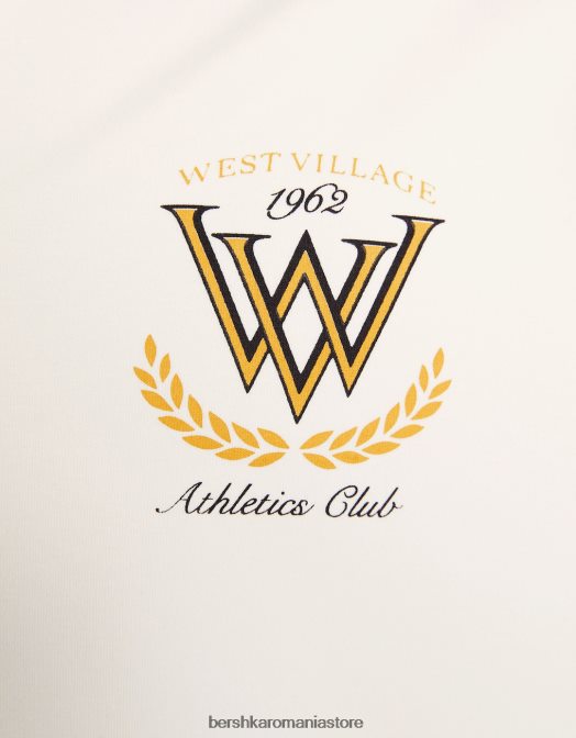 Bershka bărbați cămașă cu mânecă scurtă și guler cu nervuri alb Z86D2940 îmbrăcăminte