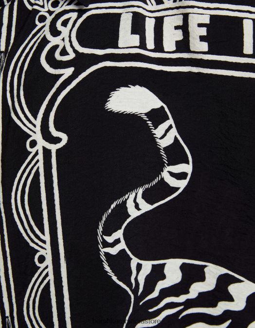 Bershka bărbați cămașă cu mânecă scurtă imprimată negru Z86D2860 îmbrăcăminte