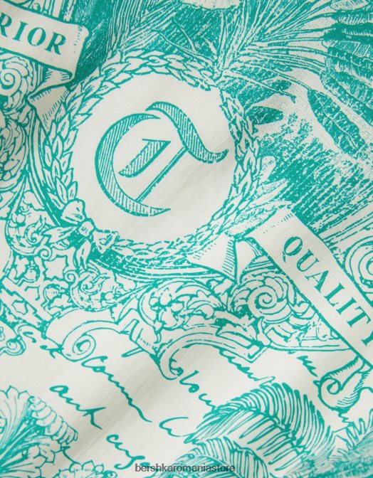 Bershka bărbați cămașă cu mânecă scurtă imprimată verde Z86D2866 îmbrăcăminte