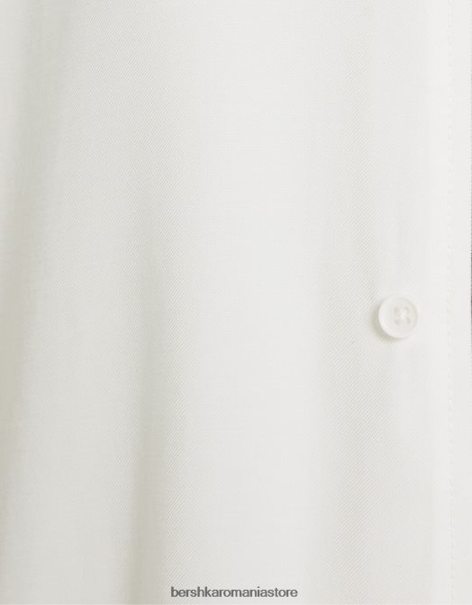 Bershka bărbați cămașă cu mânecă scurtă, în formă relaxată alb Z86D2904 îmbrăcăminte