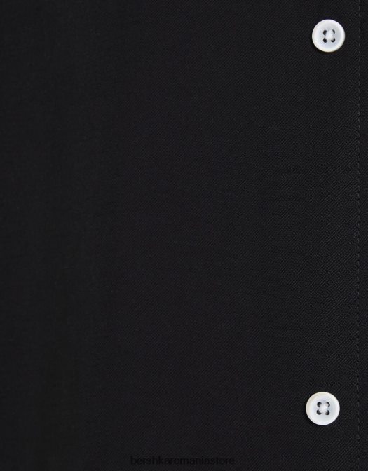 Bershka bărbați cămașă cu mânecă scurtă, în formă relaxată negru Z86D2907 îmbrăcăminte