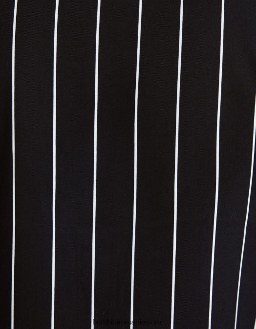 Bershka bărbați cămașă din twill în dungi cu mânecă scurtă alb negru Z86D2930 îmbrăcăminte