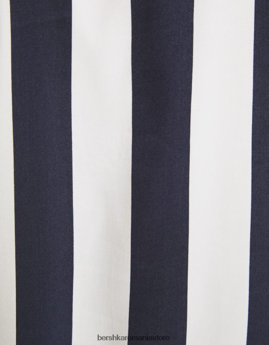 Bershka bărbați cămașă din twill în dungi cu mânecă scurtă marina Z86D2932 îmbrăcăminte