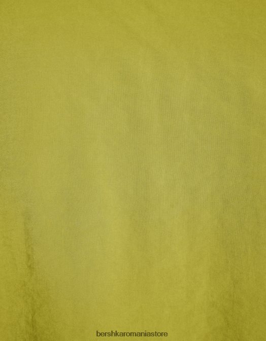 Bershka bărbați cămașă fluidă cu mânecă scurtă verde Z86D2918 îmbrăcăminte