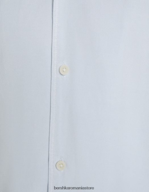 Bershka bărbați cămașă rustică cu mânecă scurtă, cu croiala relaxată albastru deschis Z86D2942 îmbrăcăminte