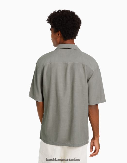 Bershka bărbați cămașă rustică cu mânecă scurtă, cu croiala relaxată alte Z86D2944 îmbrăcăminte