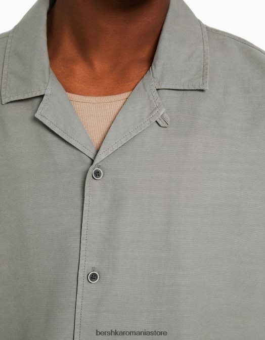 Bershka bărbați cămașă rustică cu mânecă scurtă, cu croiala relaxată alte Z86D2944 îmbrăcăminte