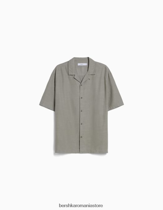 Bershka bărbați cămașă rustică cu mânecă scurtă, cu croiala relaxată alte Z86D2944 îmbrăcăminte