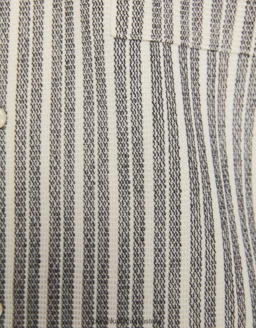 Bershka bărbați cămașă rustică cu mânecă scurtă în dungi alb negru Z86D2926 îmbrăcăminte