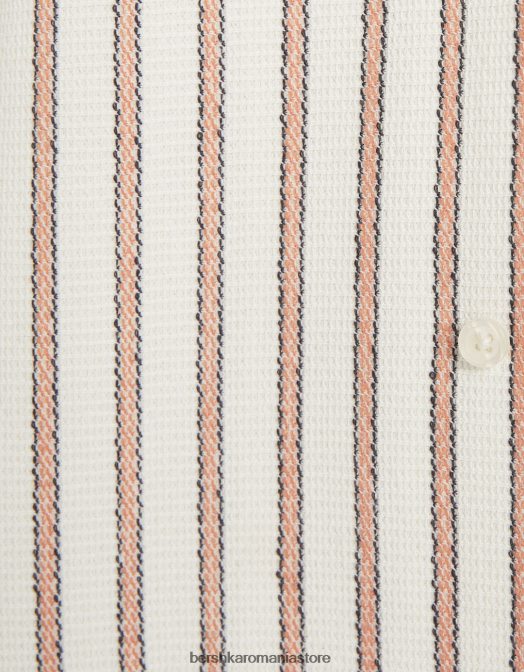 Bershka bărbați cămașă rustică cu mânecă scurtă în dungi granat Z86D2927 îmbrăcăminte