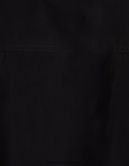 Bershka bărbați camasa cu maneca scurta cu fermoar negru Z86D2912 îmbrăcăminte