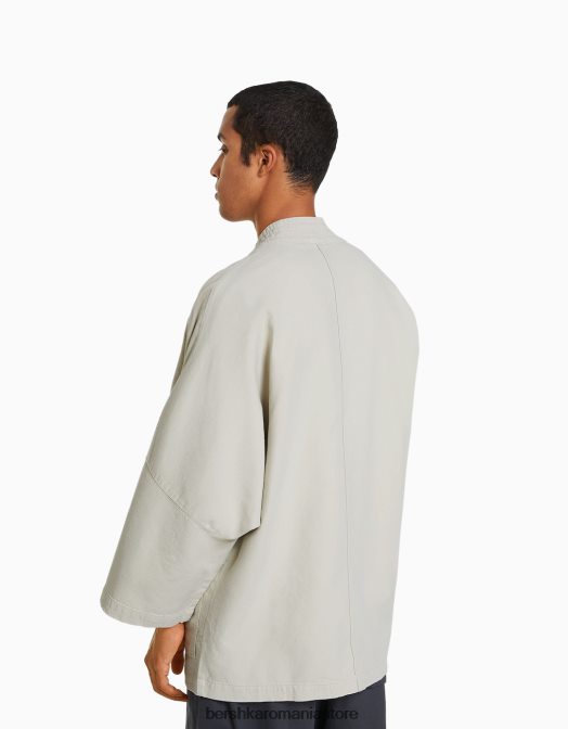 Bershka bărbați chimono cu mâneci lungi și buzunare nisip Z86D2884 îmbrăcăminte