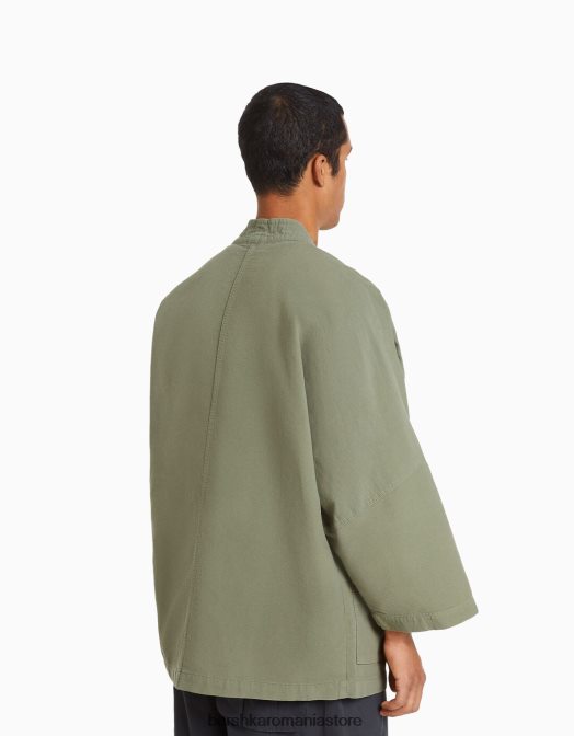 Bershka bărbați chimono cu maneca lunga cu buzunare kaki Z86D2883 îmbrăcăminte