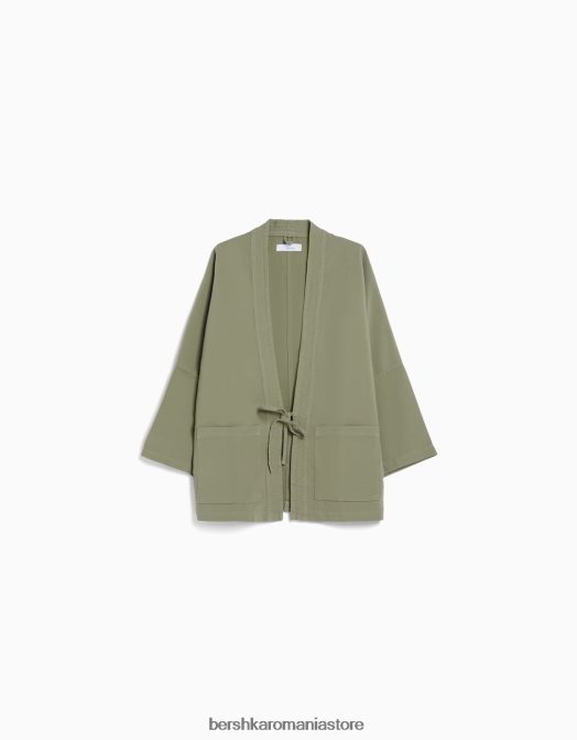 Bershka bărbați chimono cu maneca lunga cu buzunare kaki Z86D2883 îmbrăcăminte