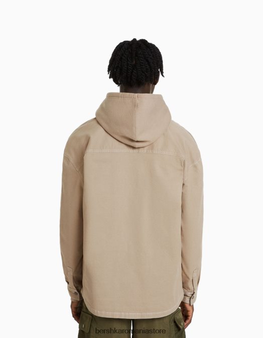 Bershka bărbați supracămașă din bumbac fir contrast exclusiv Z86D2936 îmbrăcăminte