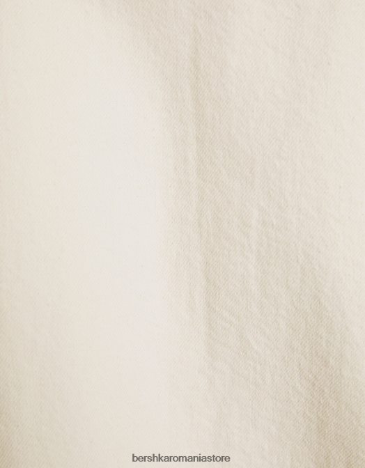 Bershka bărbați supracămașă din denim cu mânecă lungă, fir contrast, cu opritoare cremă Z86D2934 îmbrăcăminte