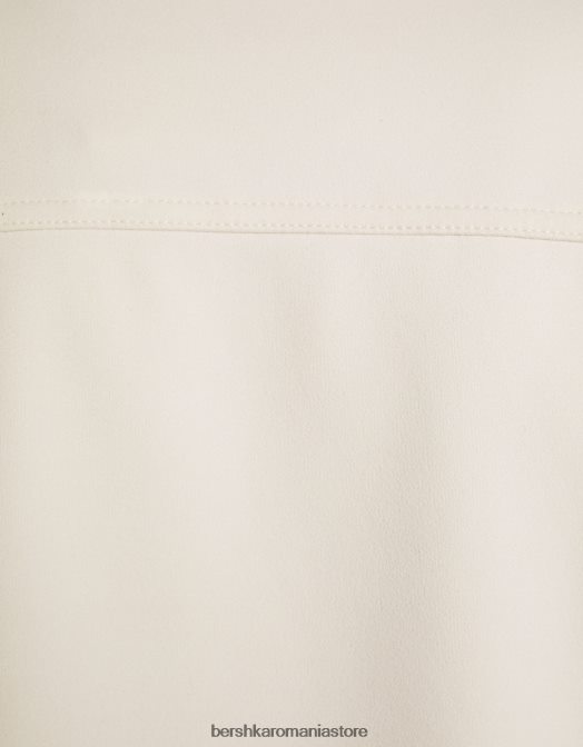 Bershka bărbați supracămașă din piele de căprioară artificială alb Z86D2939 îmbrăcăminte