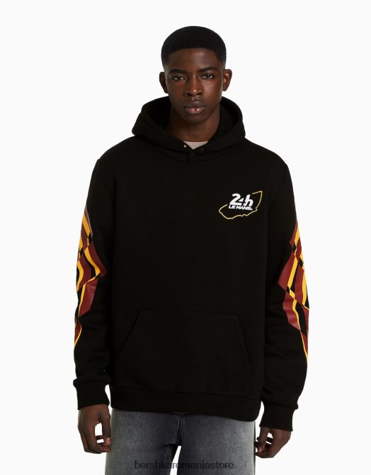 Bershka bărbați 24h le hanorac negru Z86D2963 îmbrăcăminte