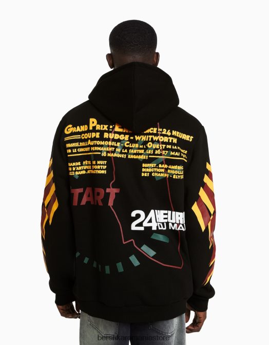 Bershka bărbați 24h le hanorac negru Z86D2963 îmbrăcăminte