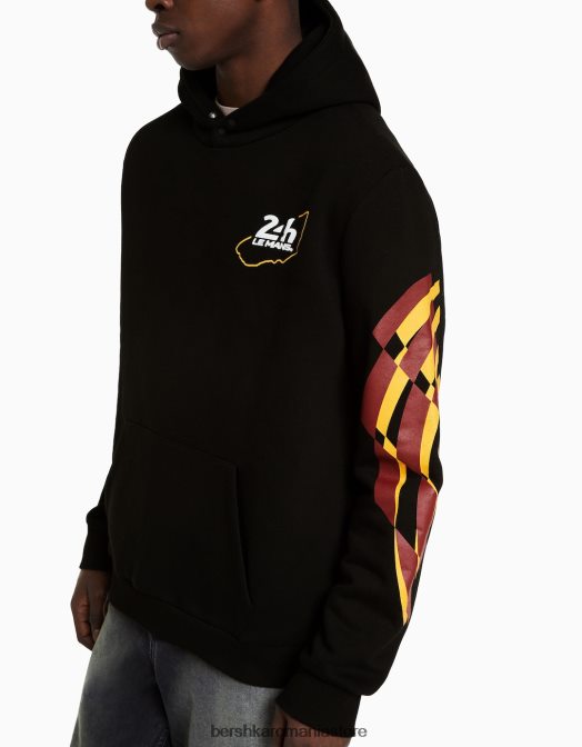 Bershka bărbați 24h le hanorac negru Z86D2963 îmbrăcăminte