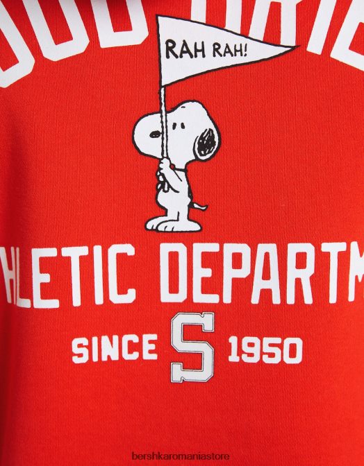 Bershka bărbați hanorac brodat snoopy roșu Z86D2961 îmbrăcăminte