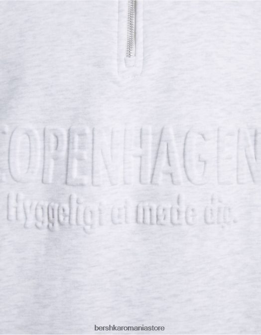 Bershka bărbați hanorac cu fermoar cu gât înalt gri Z86D2965 îmbrăcăminte