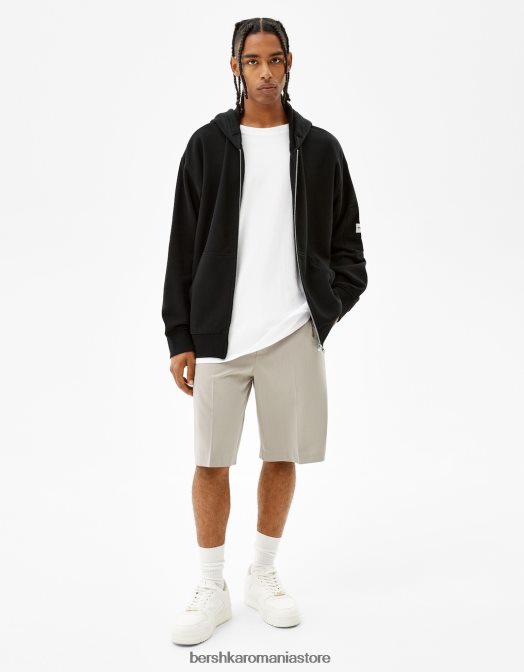 Bershka bărbați hanorac cu fermoar negru Z86D2992 îmbrăcăminte