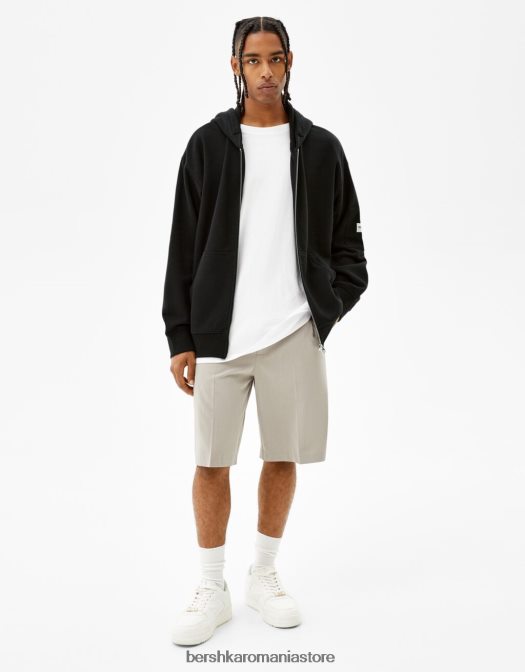 Bershka bărbați hanorac cu fermoar negru Z86D3414 îmbrăcăminte