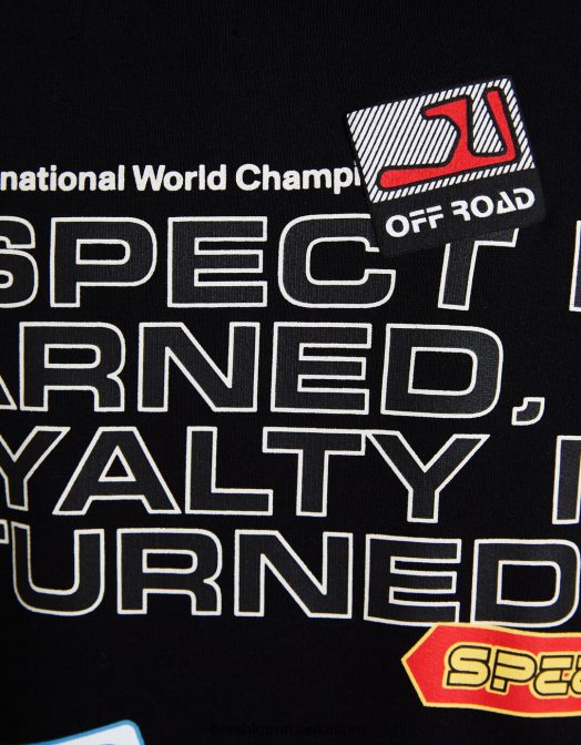 Bershka bărbați hanorac cu imprimeu curse negru Z86D2962 îmbrăcăminte