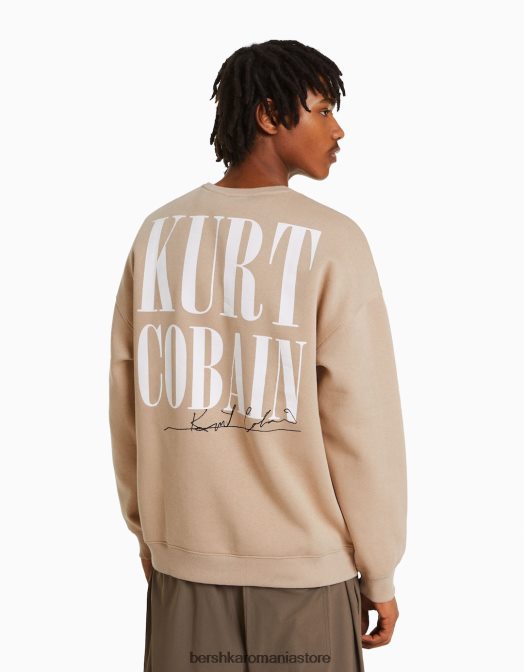 Bershka bărbați hanorac cu imprimeu kurt cobain cămilă Z86D2975 îmbrăcăminte
