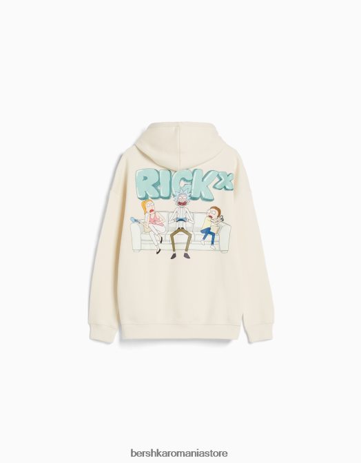 Bershka bărbați hanorac cu imprimeu rick & morty cremă Z86D2972 îmbrăcăminte