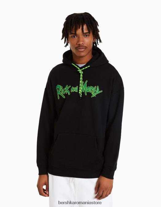 Bershka bărbați hanorac cu imprimeu rick & morty negru Z86D2973 îmbrăcăminte