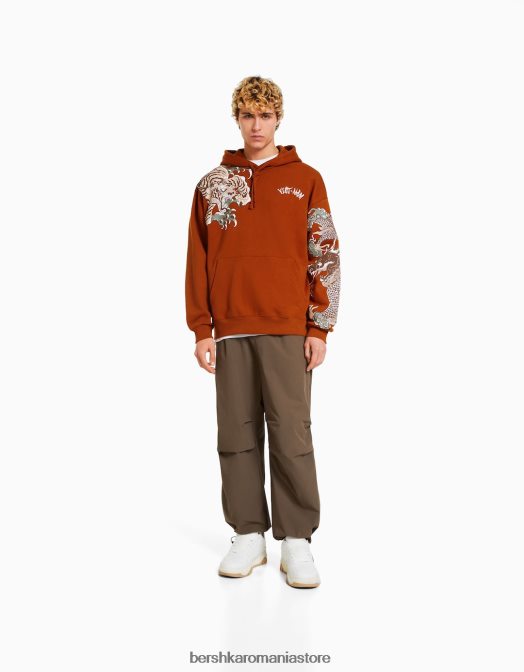 Bershka bărbați hanorac cu imprimeu tigru cămilă Z86D2966 îmbrăcăminte