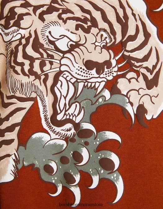 Bershka bărbați hanorac cu imprimeu tigru cămilă Z86D2966 îmbrăcăminte