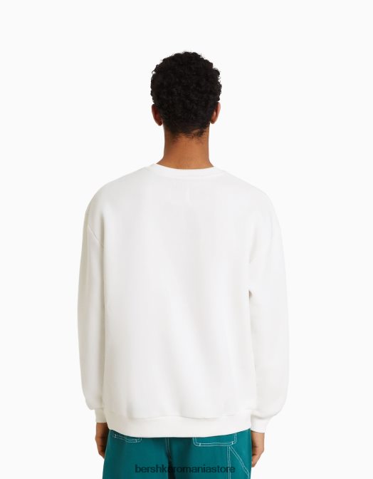 Bershka bărbați hanorac imprimat alb Z86D2981 îmbrăcăminte