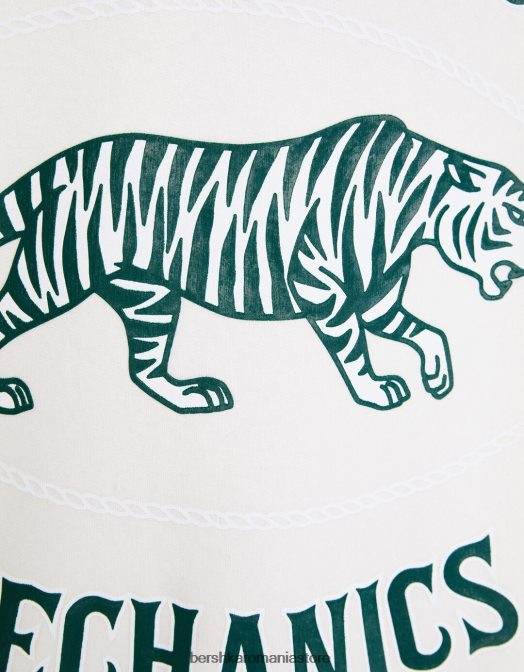 Bershka bărbați hanorac imprimat alb Z86D2981 îmbrăcăminte