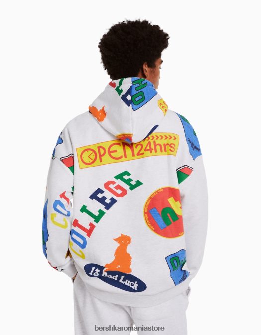 Bershka bărbați hanorac imprimat alte Z86D2960 îmbrăcăminte