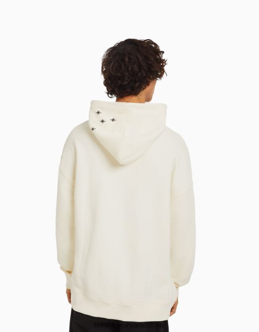 Bershka bărbați hanorac imprimat cremă Z86D2983 îmbrăcăminte