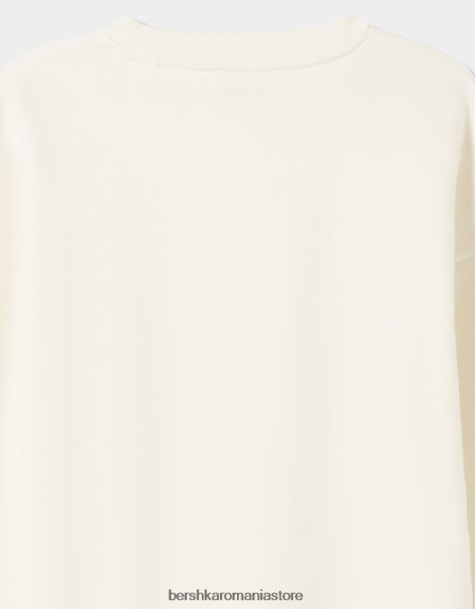 Bershka bărbați hanorac oversize cu gâtul rotund aproape alb Z86D2995 îmbrăcăminte