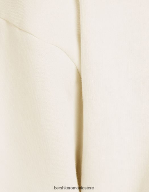 Bershka bărbați hanorac oversize cu gâtul rotund aproape alb Z86D2995 îmbrăcăminte