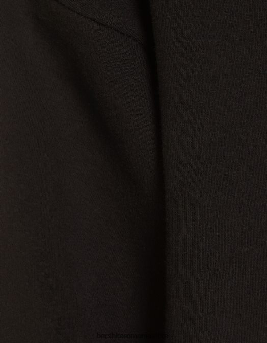 Bershka bărbați hanorac oversize cu gâtul rotund negru Z86D2994 îmbrăcăminte