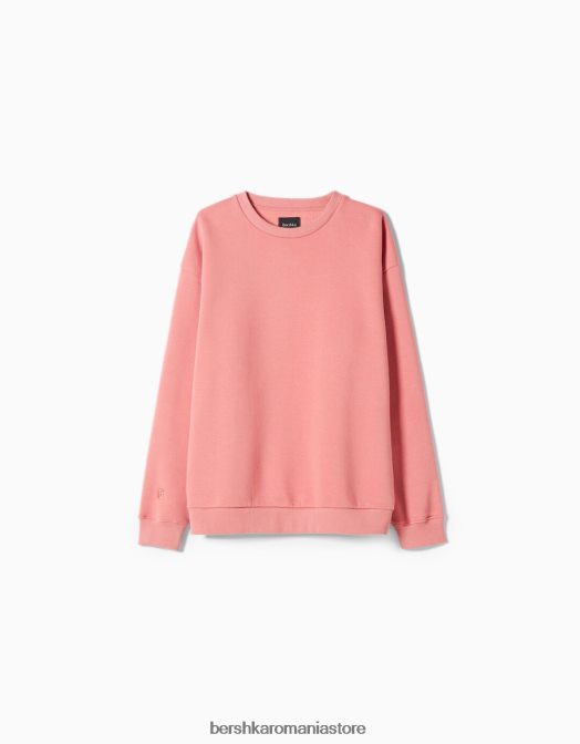 Bershka bărbați hanorac oversize cu gâtul rotund roz Z86D2993 îmbrăcăminte