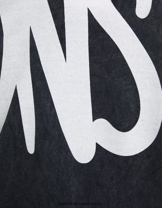 Bershka bărbați hanorac oversize decolorat cu imprimeu argint Z86D2978 îmbrăcăminte